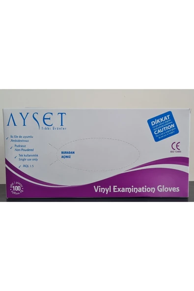 AYSET PUDRASIZ VİNİL MUAYENE ELDİVENİ MEDİUM 100'LÜ - MAVİ