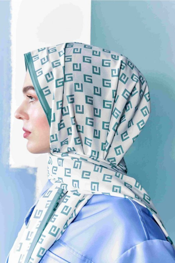 İnci Serisi G Desenli Yeşil Medine Ipeği Şal - Resim 3