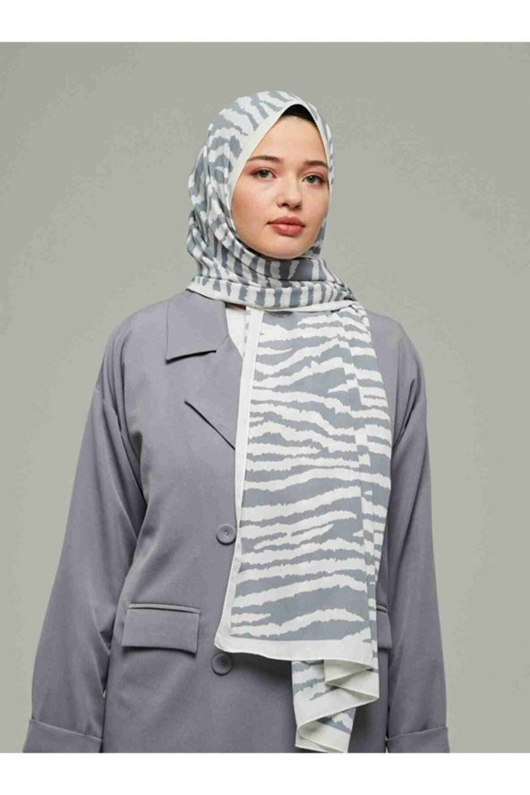 Kadın Inci Serisi Gri Hint Desenli Şal - Resim 2