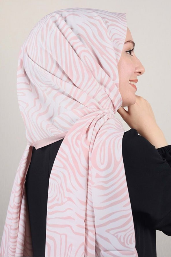 Moda Kaşmir Pembe-beyaz Serisi Medine Ipeği Şal - Desen-01 - Renk-04 ürün görseli 1