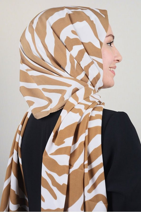 Moda Kaşmir Karamel-beyaz Serisi Medine Ipeği Şal - Desen-02 - Renk-03 ürün görseli 1