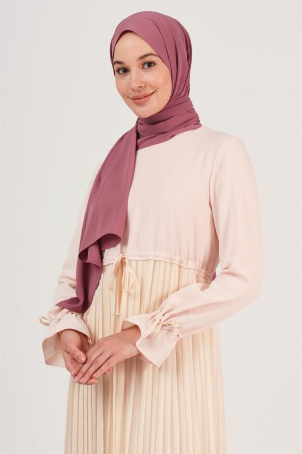 Kadın Gül Kurusu Trend Medine Ipeği Şal 48 - Resim 4