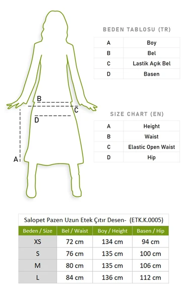 Salopet Pazen Uzun Sonbahar ve Kışlık Etek Çıtır Desen Beyaz Byz L Beyaz - 6