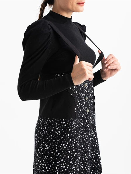 Salopet Pazen Uzun Sonbahar ve Kışlık Etek Çıtır Desen Beyaz Byz L Beyaz - 3