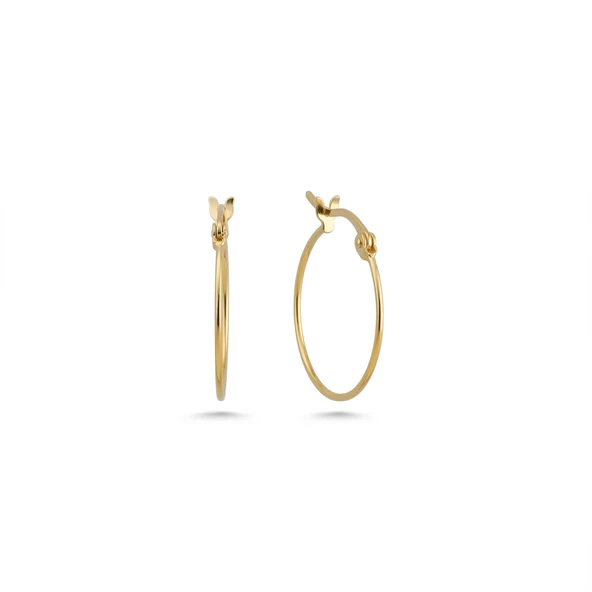 14 Ayar Altın Küt Kesim Halka Küpe