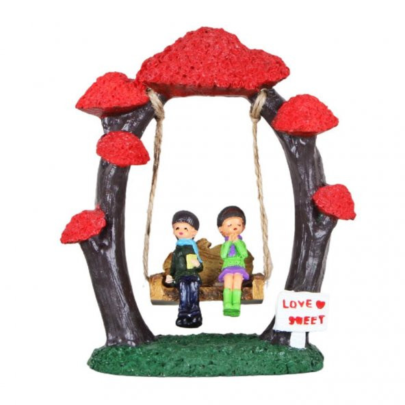 Ağaç Altında Salıncakta Sallanan Aşıklar Dekoratif Biblo