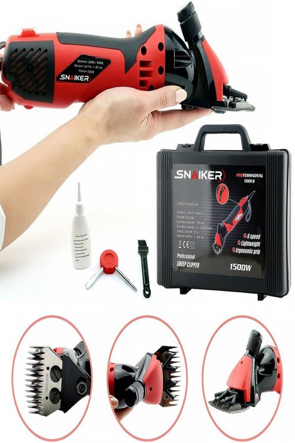snaiker Alman 2000 Watt Çift Metal Şanzuman Koyun Keçi Kirkma Kirpma Makinesi - 2