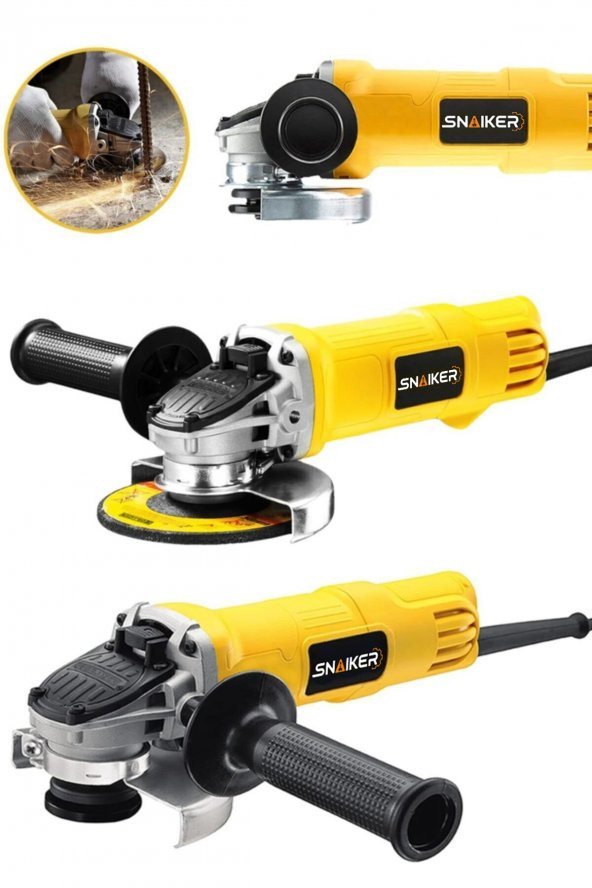 snaiker Alman 1400 X Professional Sjs Çift Metal Şanzuman Avuç İçi Taşlama Makinesi 125 Mm Sarı