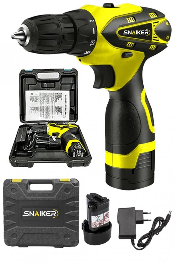 Snaiker Alman Titan Series 32 X Sjs Çift Metal Şanzuman Çift Akülü Şarjlı Vidalama Matkap Sarı Ar - 2