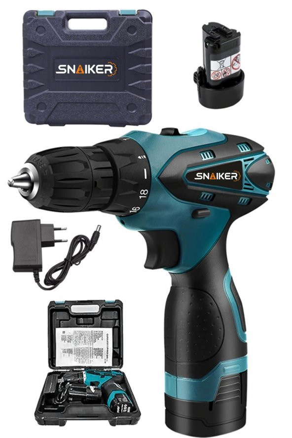 snaiker Alman Titan Series 32 X Sjs Çift Metal Şanzuman Çift Akülü Şarjlı Vidalama Matkap Mavi Ar - 2