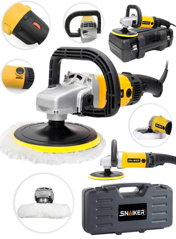 snaiker Alman 4200 Watt 6 Kademe Devir Ayarlı Polisaj Makinasi Zımpara Pasta Cila Makinesi