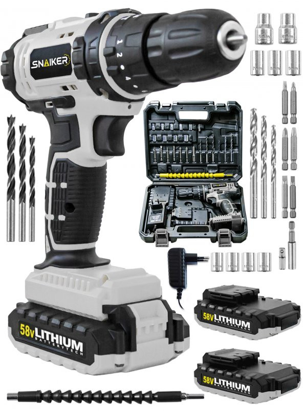 snaiker 12 V 1.2 Ah STA Darbeli Çift Metal Şanzuman Bakır Sargili Şarjlı Çift Akülü Vidalama Matkap - 2