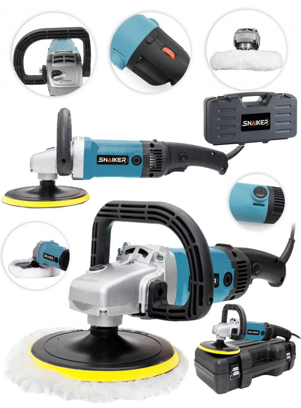snaiker Alman 4200 X 6 Kademe Devir Ayarlı Polisaj Makinasi Zımpara Pasta Cila Makinesi - 3
