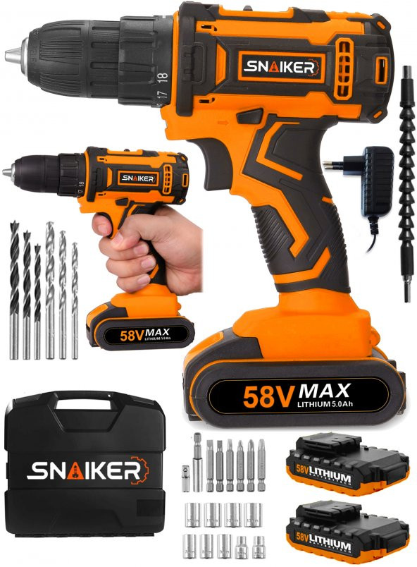 snaiker  12 V 1.2 Ah GTX Darbeli Metal Şanzuman Bakır Sargili Şarjlı uuml Vidalama Matkap