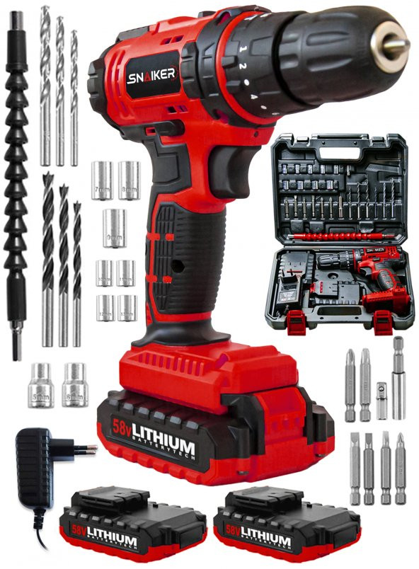 snaiker12 V 1.2 K Ah STA Darbeli Çift Metal Şanzuman Bakır Sargili Şarjlı Çift Akülü Vidalama Matkap - 2