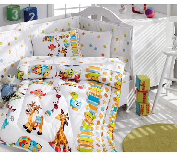 Cotton Box Ranforce Bebek Uyku Seti-Oyun Bahçesi Turkuaz