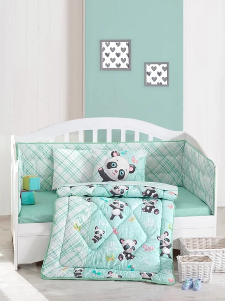 Cotton Box Ranforce Bebek Uyku Seti-Panda Mint