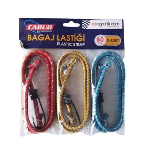 Carub Bagaj Lastiği 3'lü Paket 6 Kancalı 90 cm
