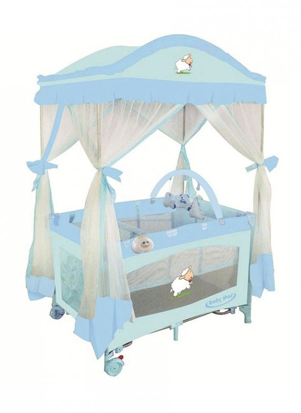 Kraft Baby Max Safir Cibinlikli Oyun Parkı 76 x 110 - Mavi