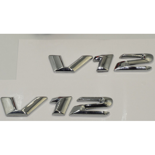 Mercedes Benz V12 Çamurluk Yanı Gümüş Krom Parlak Siyah ABS 3M Yazı Logo Orjinal Ürün - Resim 7