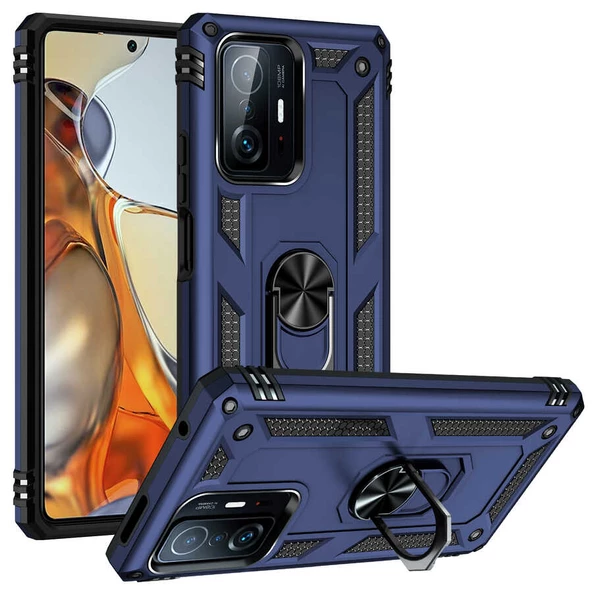 Gpack Xiaomi Mi 11T 5G Kılıf Vega Tank Standlı Yüzüklü MıknatıslıNano Glass - 7