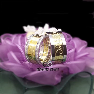 Sarmaşık İşlemeli Çift Gümüş Alyans Yüzük - Resim 2