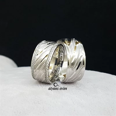 Yeni Tasarım Çift Gümüş Alyans - 8