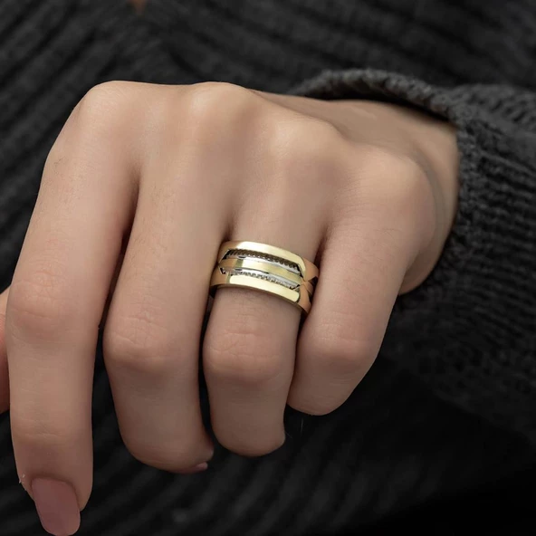 Elişi 925 Gümüş Bayan Tek Alyans Yüzük - 5