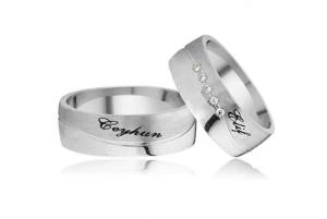 Gümüş Kişiye Özel Taşlı Çift Alyans