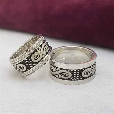 Sonsuzluk Desenli Çift Gümüş Alyans - 3