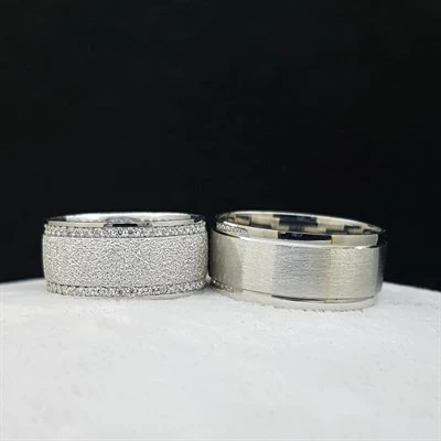 Kumlu Model Çift Gümüş Alyans - Resim 5