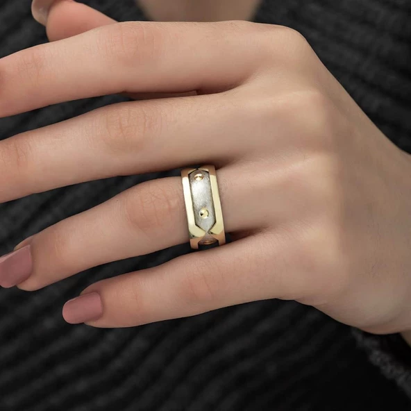 Elişi 925 Gümüş Bayan Tek Alyans Yüzük - 4