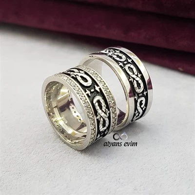 Sonsuzluk Desenli Çift Gümüş Alyans - Resim 3