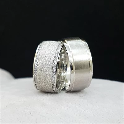 Kumlu Model Çift Gümüş Alyans - Resim 4