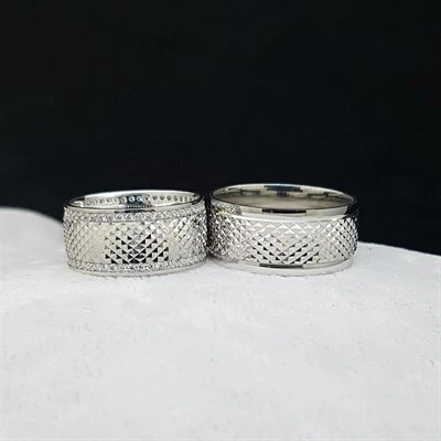 Yeni Tasarım Çift  Gümüş Alyans - 6