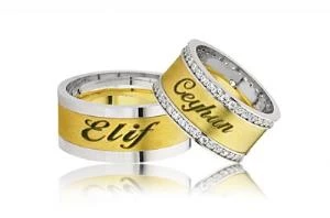 Gümüş Kişiye Özel Çift Alyans ürün görseli 1