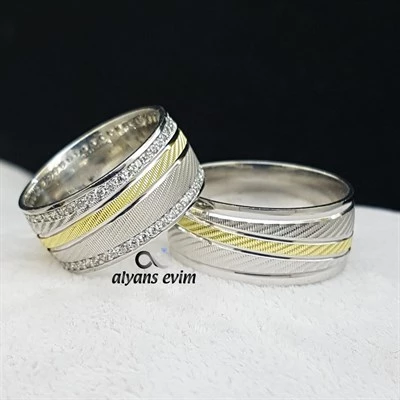 Yeni Tasarım Çift  Gümüş Alyans ürün görseli 1