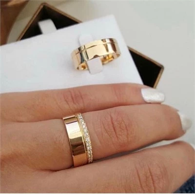 Altın Kaplama Çift Gümüş Alyans