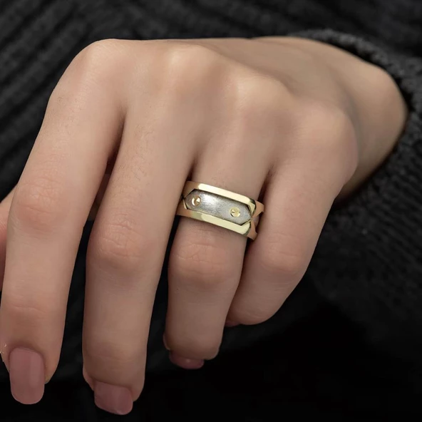 Elişi 925 Gümüş Bayan Tek Alyans Yüzük - 6