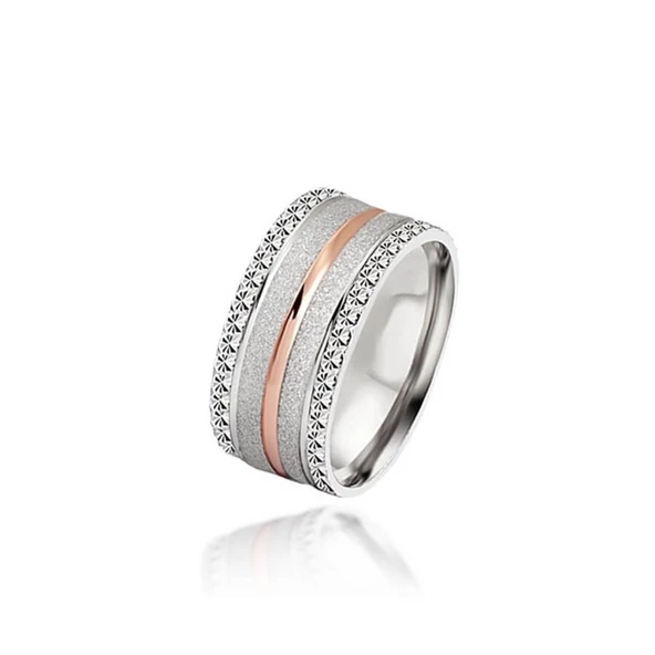 Rose Çizgili 925 Gümüş Bayan Tek Alyans Yüzük - Resim 2