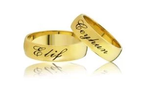 Gümüş Kişiye Özel Çift Alyans - Resim 2