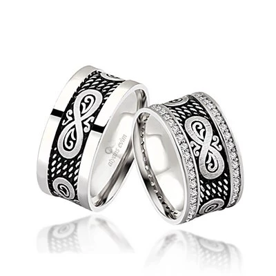 Sonsuzluk Desenli Çift Gümüş Alyans - 6