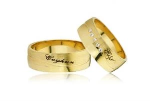 Gümüş Kişiye Özel Taşlı Çift Alyans - 2