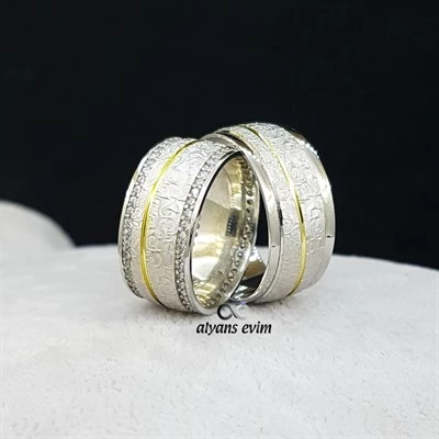 Cnc Desenli Çift Gümüş Alyans - 4