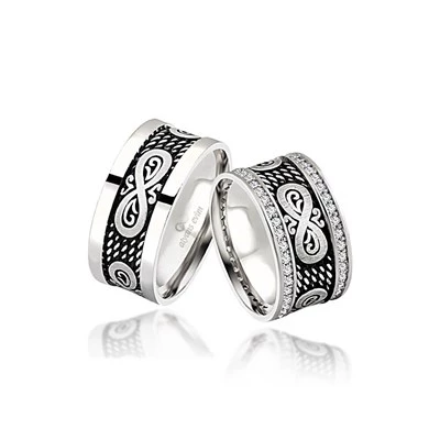 Sonsuzluk Desenli Çift Gümüş Alyans - 9