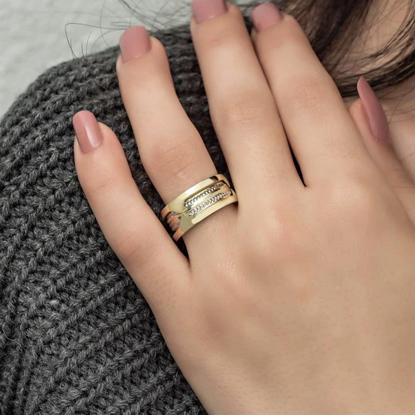 Elişi 925 Gümüş Bayan Tek Alyans Yüzük - 3