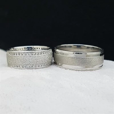 Kumlu Model Çift Gümüş Alyans - Resim 3