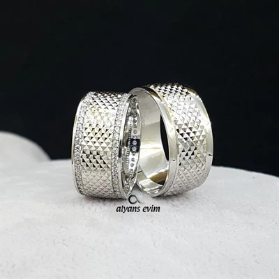Yeni Tasarım Çift  Gümüş Alyans - 4