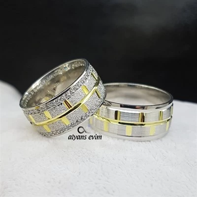 Yeni Tasarım Çift Gümüş Alyans ürün görseli 1