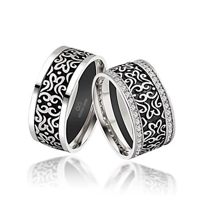 Selçuklu Motifli Çift Gümüş Alyans Yüzük - 4